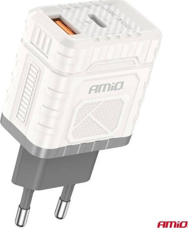 Φορτιστής τοίχου Quick Charge GaN 30W USB-A + USB-C AMIO-04286