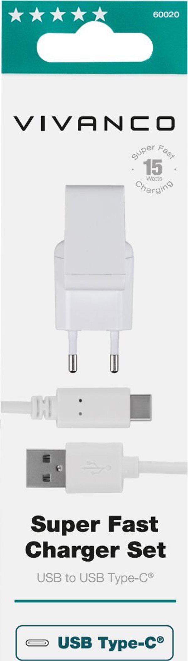 Φορτιστής Vivanco USB-C 3A 1,2m, λευκό (60020)
