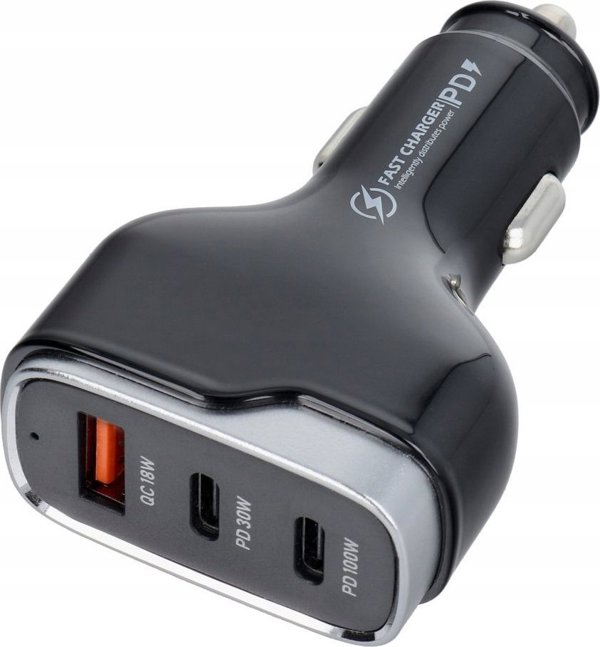 Φορτιστής OEM Φορτιστής αυτοκινήτου USB A + 2 x Τύπος C PD QC3.0 3A 138W CC53-2C1A μαύρη