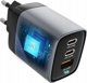 ForCell F-Energy GaN III VT-37 Φορτιστής Δικτύου 70W, 2x USB-C & 1x USB-A, PD QC4.0, με Οθόνη LCD, Γκρι
