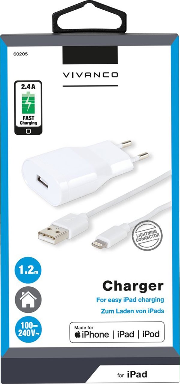 Φορτιστής Vivanco Vivanco φορτιστής Lightning 2,4A 1.2m (60205)
