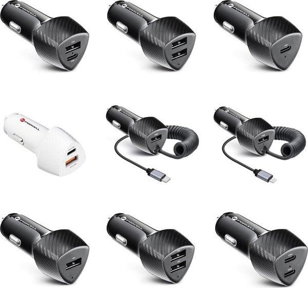 Φορτιστής ForCell FORCELL CARBON φορτιστής αυτοκινήτου Τύπος C 3.0 PD20W + USB QC3.0 18W 5A CC50-1A1C μαύρο (Σύνολο 38W) 11466912 5903396133770