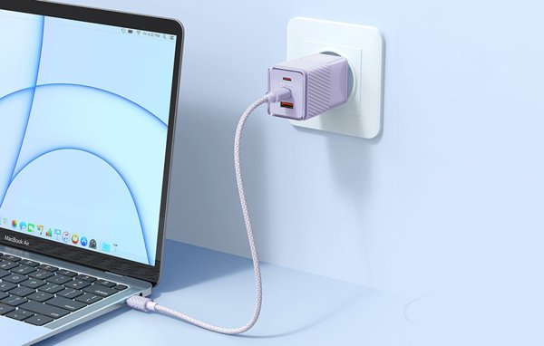 Φορτιστής Mcdodo Φορτιστής τοίχου GaN 67W Mcdodo CH-1502 2x USB-C, USB-A (μωβ)
