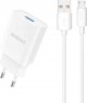 Φορτιστής τοίχου Dudao A4EU USB-A 2.1A - λευκός + καλώδιο USB-A - micro USB