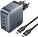 Φορτιστής τοίχου Vention 3x USB-C, 1x USB-A, (100W/100W/30W/30W) (γκρι) με καλώδιο USB-C σε USB-C (1m) (μαύρο)