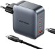 Φορτιστής τοίχου Vention 3x USB-C, 1x USB-A, (100W/100W/30W/30W) (γκρι) με καλώδιο USB-C σε USB-C (1m) (μαύρο)