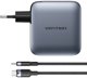 Φορτιστής τοίχου Vention 3x USB-C, 1x USB-A, (100W/100W/30W/30W) (γκρι) με καλώδιο USB-C σε USB-C (1m) (μαύρο)