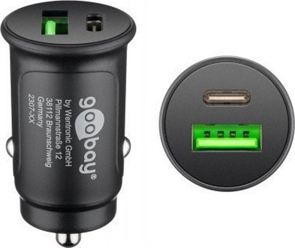 Goobay 59521 Φορτιστής Αυτοκινήτου USB 27W Dual USB-C PD & USB-A Μαύρος