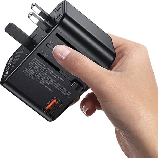 Φορτιστής Usams USAMS Αντάπτορας δικτύου 1xUSB+2xUSB-C T62 65W 4 σε 1 US/AU/EU/UK μαύρο/black CC199TC01 (US-CC199) Univesal Travel Charger