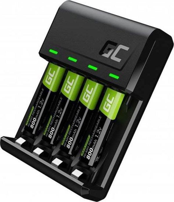Green Cell Vital Φορτιστής Μπαταριών Ni-MH για AA/AAA με 4x AAA Μπαταρίες, Ένδειξη Φόρτισης & Προστασία, GRSETGC02