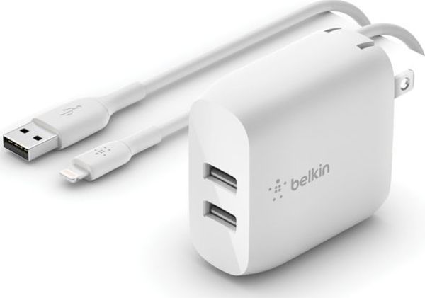 Belkin Φορτιστής Τοίχου BOOST↑CHARGE WCD001VF1MWH, 2x USB-A, 3A, με Καλώδιο 1m, Λευκό