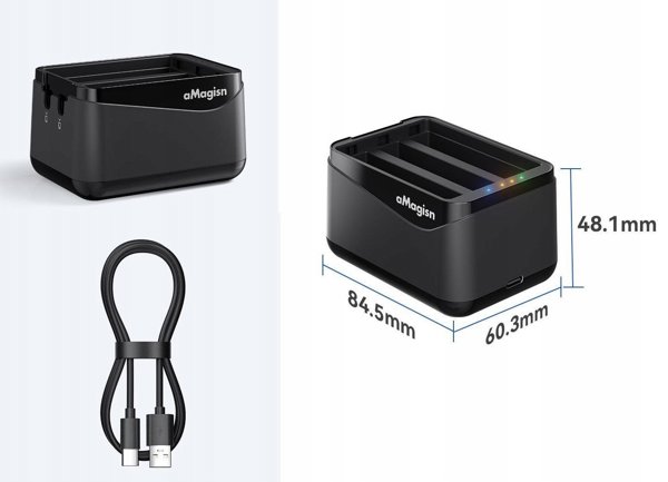 Φορτιστής Μπαταριών Puluz για Insta360 X5, Τριπλός USB Φορτιστής για 3x Μπαταρίες
