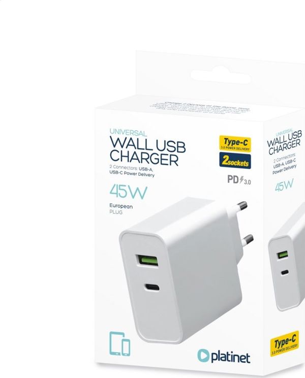 Φορτιστής Platinet 1x USB-A 1x USB-C 3 A (PLCUPD45W)
