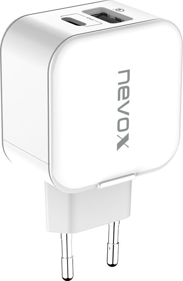 Φορτιστής Nevox nevox 20W USB-C PD + USB QC 3.0 Λευκός φορτιστής