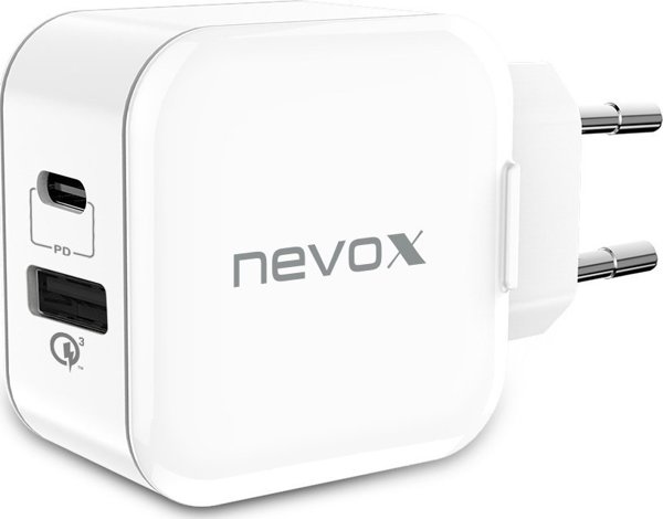 Φορτιστής Nevox nevox 20W USB-C PD + USB QC 3.0 Λευκός φορτιστής