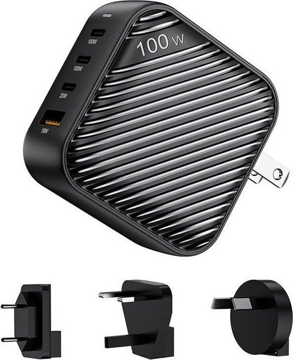 Φορτιστής INVZI Φορτιστής τοίχου INVZI GanHub 3x USB-C + USB, 100W, EU/UK/AU/US (μαύρο) 12908422 602309980085