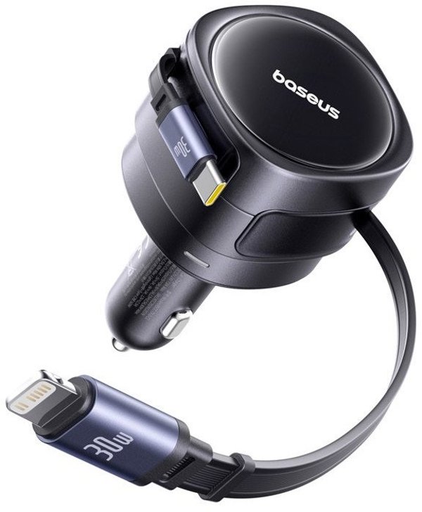Φορτιστής αυτοκινήτου Baseus Enjoyment Max με καλώδια USB-C+Lightning 60W Μαύρο
