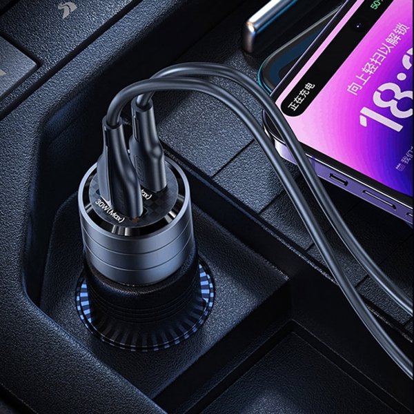 Φορτιστής Usams Φορτιστής αυτοκινήτου USAMS C36 USB-A+USB-C 95W Γρήγορη Φόρτιση μαύρο/black (US-CC176)