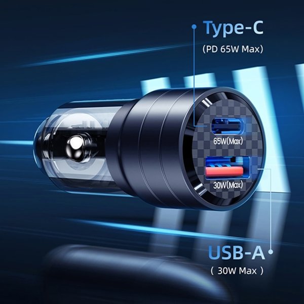 Φορτιστής Usams Φορτιστής αυτοκινήτου USAMS C36 USB-A+USB-C 95W Γρήγορη Φόρτιση μαύρο/black (US-CC176)
