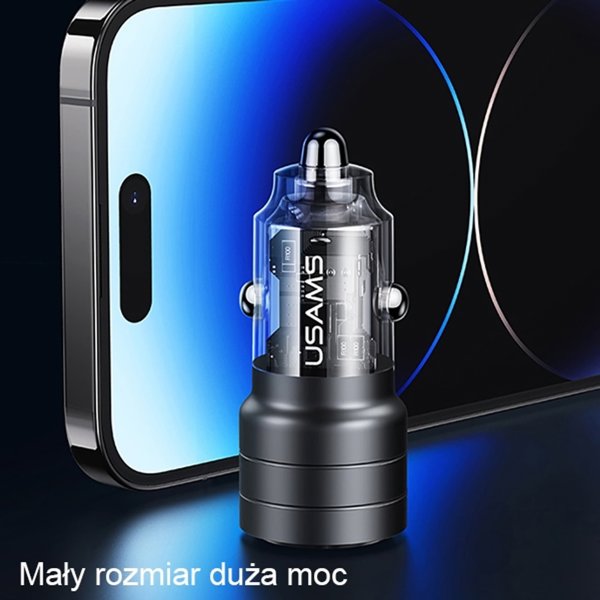 Φορτιστής Usams Φορτιστής αυτοκινήτου USAMS C36 USB-A+USB-C 95W Γρήγορη Φόρτιση μαύρο/black (US-CC176)