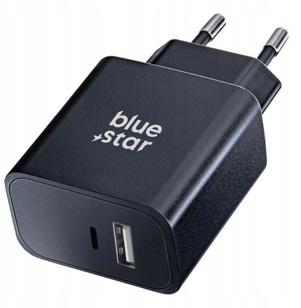 Φορτιστής τοίχου για τηλέφωνο Blue Star USB C + USB A QC4.0 PD 3A 25W TFB-TC-25WPD μαύρος