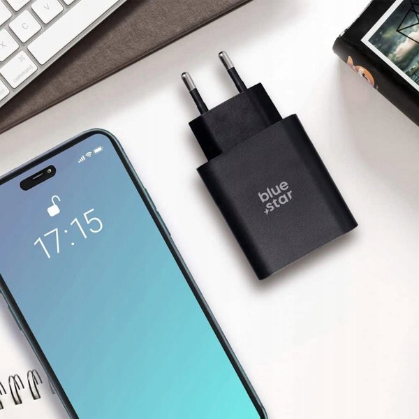Φορτιστής τοίχου για τηλέφωνο Blue Star USB C + USB A QC4.0 PD 3A 25W TFB-TC-25WPD μαύρος