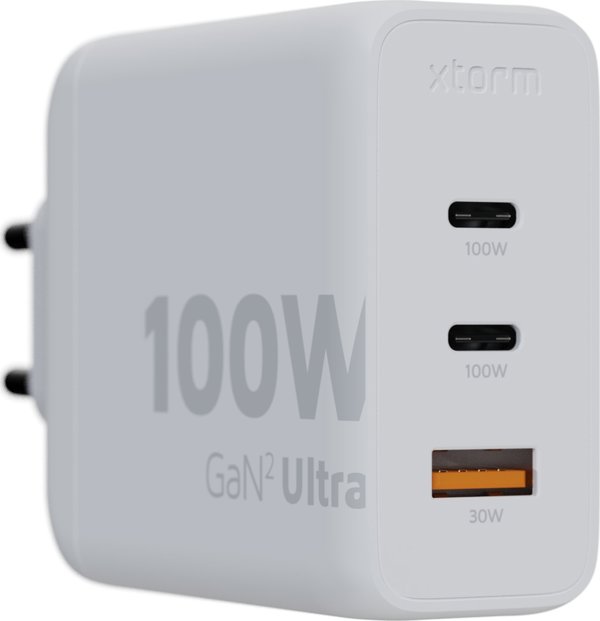 Φορτιστής Xtorm Φορτιστής Τοίχου Ultra GaN2 100W 2xUSB-C PD,1xUSB-A QC 3.0 Λευκή