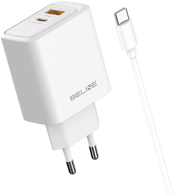 Φορτιστής Τοίχου Beline 45W GaN, USB-A & USB-C, με Καλώδιο USB-C σε USB-C, Λευκό, BLN2CW45C