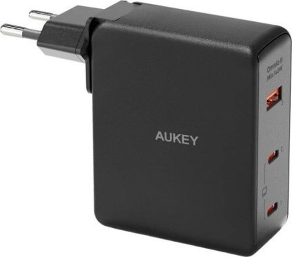 Φορτιστής Aukey Φορτιστής τοίχου Aukey PA-B7O, 1xUSB-A, 2xUSB-C, 140W GaN (μαύρη)