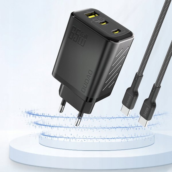 Φορτιστής Τοίχου Dudao A29 65W GaN, 2 x USB-C & 1 x USB-A, Μαύρος