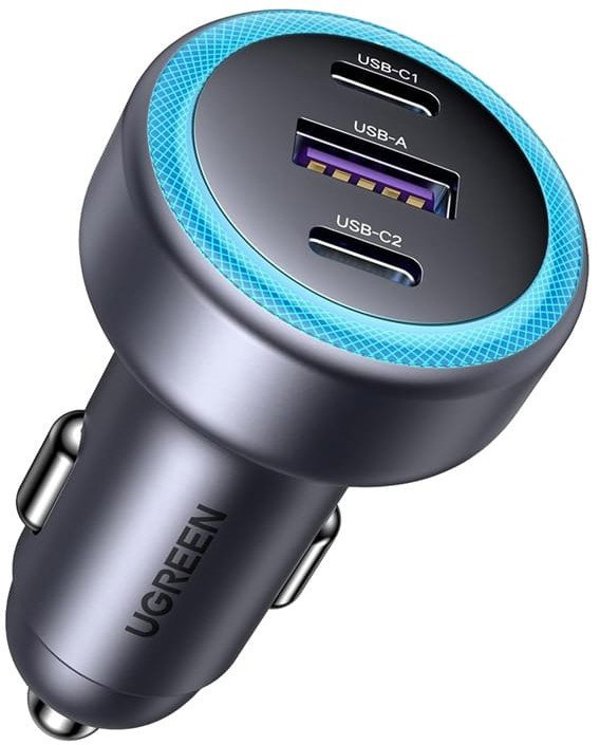 Φορτιστής αυτοκινήτου UGREEN EC307, USB + 2X USB-C, 30W (μαύρη)