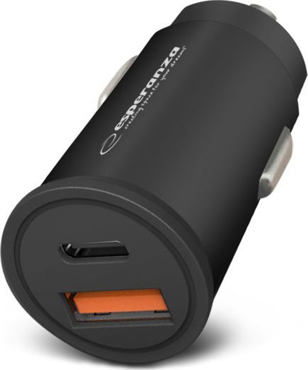 Φορτιστής Esperanza EZC111K Esperanza φορτιστής αυτοκινήτου 20w usb-c pd 20w / usb-a qc 3.0 18w
