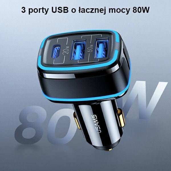 Φορτιστής Usams C24 2x USB-A 1x USB-C 4.5 A (CC126TC01)