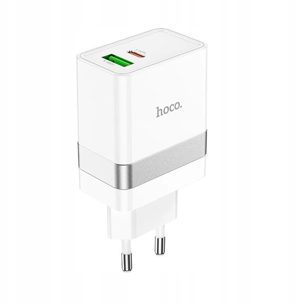 Φορτιστής τοίχου για τηλέφωνο HOCO USB A + USB C QC3.0 PD 3A 30W N21 λευκός