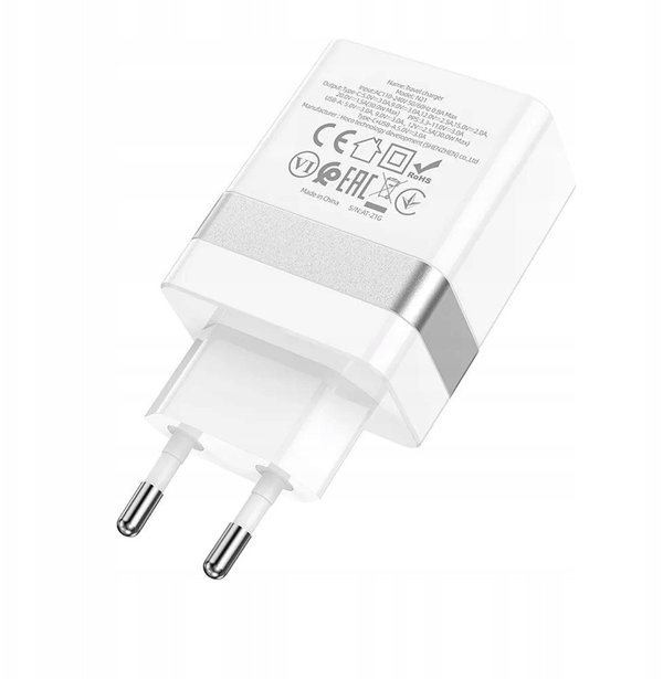 Φορτιστής τοίχου για τηλέφωνο HOCO USB A + USB C QC3.0 PD 3A 30W N21 λευκός