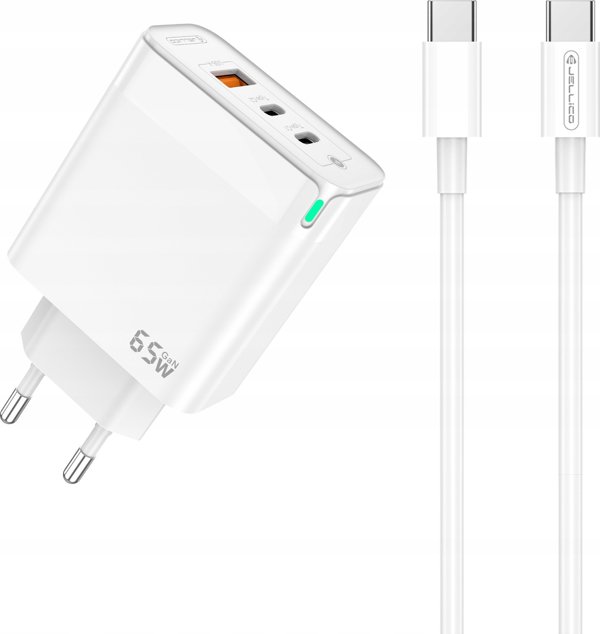 Φορτιστής Τοίχου Jellico C79 GaN 65W PD, 2xUSB-C + 1xUSB QC3.0, Λευκός