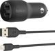 Belkin Φορτιστής Αυτοκινήτου CCD001bt1MBK 2x USB-A 24W με Καλώδιο Lightning 1m Μαύρος