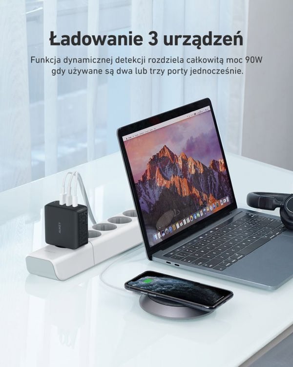 Φορτιστής Aukey PA-B6S 1x USB-A 2x USB-C 4.5 A (PA-B6S)