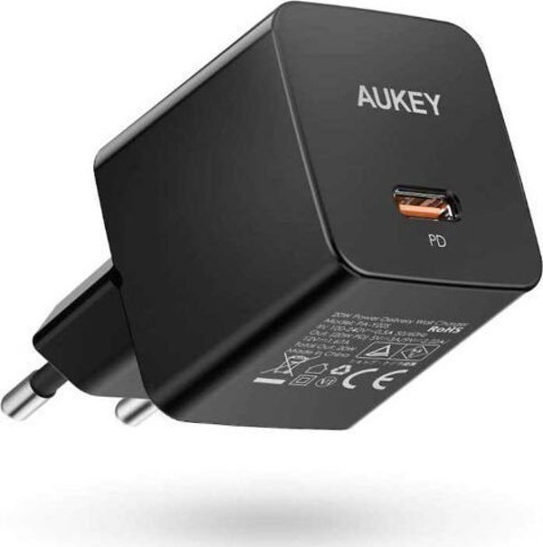 Φορτιστής Aukey PA-Y20S USB-C 20W Ταχείας Φόρτισης – Μαύρος