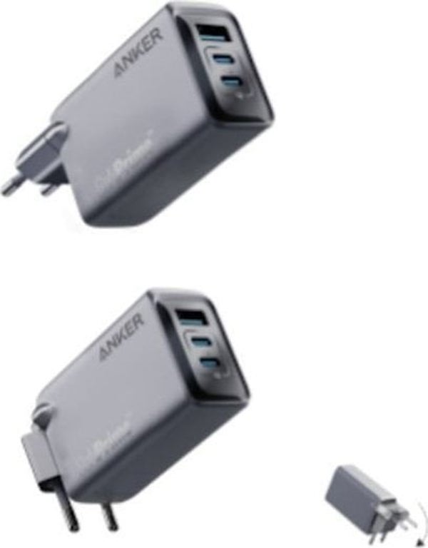 Anker Prime Φορτιστής 100W, 2x USB-C & 1x USB-A με Αναδιπλούμενο Βύσμα