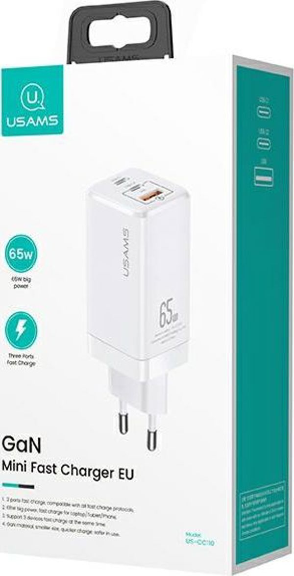 Φορτιστής Usams T33 1x USB-A 2x USB-C 3 A (CC110TC02)