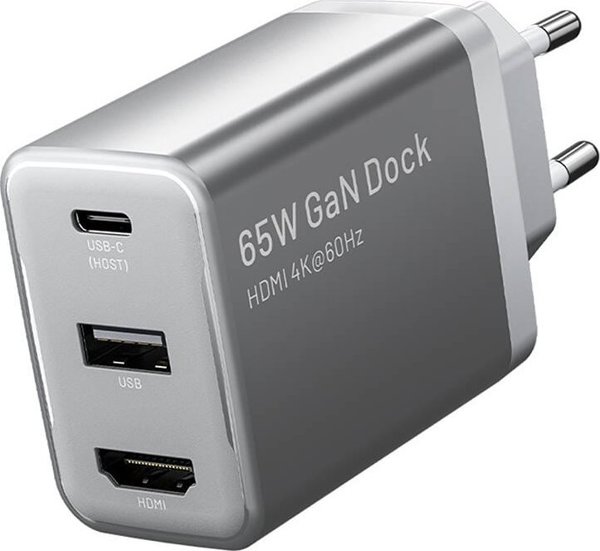 Φορτιστής τοίχου Vention FJAH0-EU USB(C+A)+HDMI GaN (60W/5W/4K@60Hz) (γκρι)