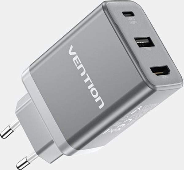 Φορτιστής τοίχου Vention FJAH0-EU USB(C+A)+HDMI GaN (60W/5W/4K@60Hz) (γκρι)
