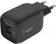 Διπλός φορτιστής τοίχου Belkin 65W USB-C GAN με PPS μαύρο