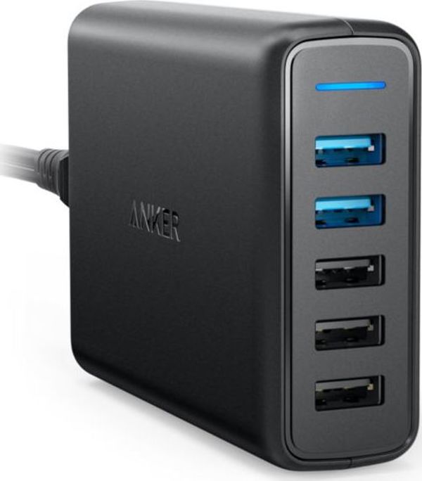 Φορτιστής Anker PowerPort 5, 5x USB-A, 40W, 3A, A2054L11, Μαύρο