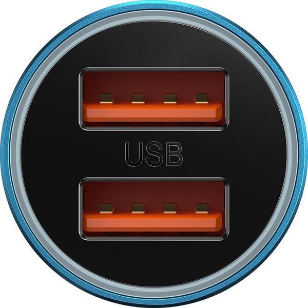 Baseus Φορτιστής Αυτοκινήτου Baseus Golden Contactor Max, 2x USB, 60W (μπλε)
