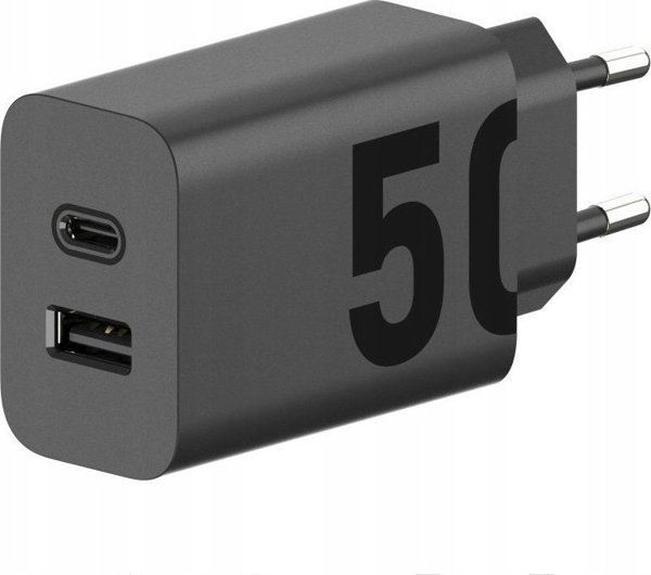 Φορτιστής Motorola Motorola Charger TurboPower 50W Duo USB-C + USB-A με καλώδιο USB-C, Μαύρο