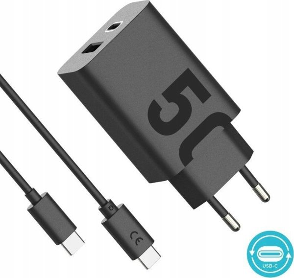 Φορτιστής Motorola Motorola Charger TurboPower 50W Duo USB-C + USB-A με καλώδιο USB-C, Μαύρο