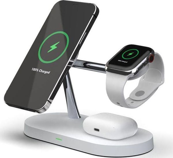 Tech-Protect A12 Ασύρματος Φορτιστής 3 σε 1, 15W για iPhone, Apple Watch & AirPods, Λευκός