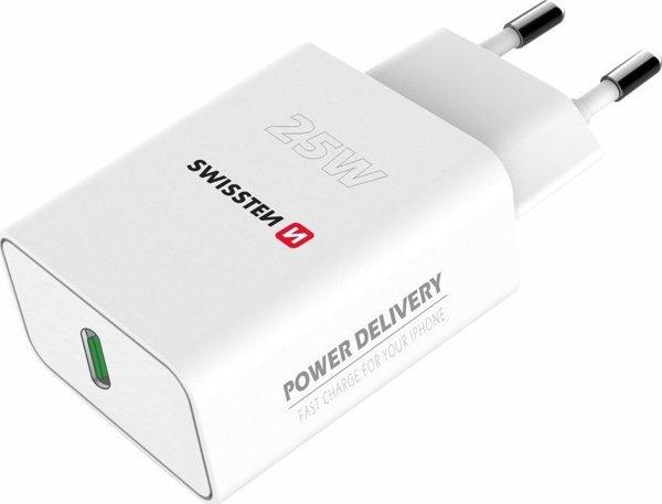 Φορτιστής Swissten USB-C 25W, Ταχείας Φόρτισης, Λευκός